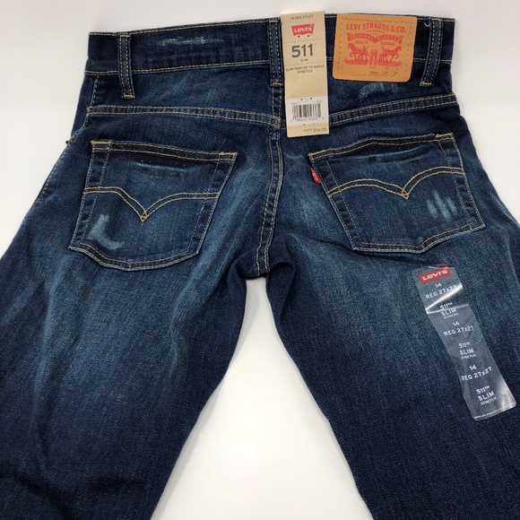 Levis 511 Boy's Patchwork Jeans Blue - Picture 5 of 8